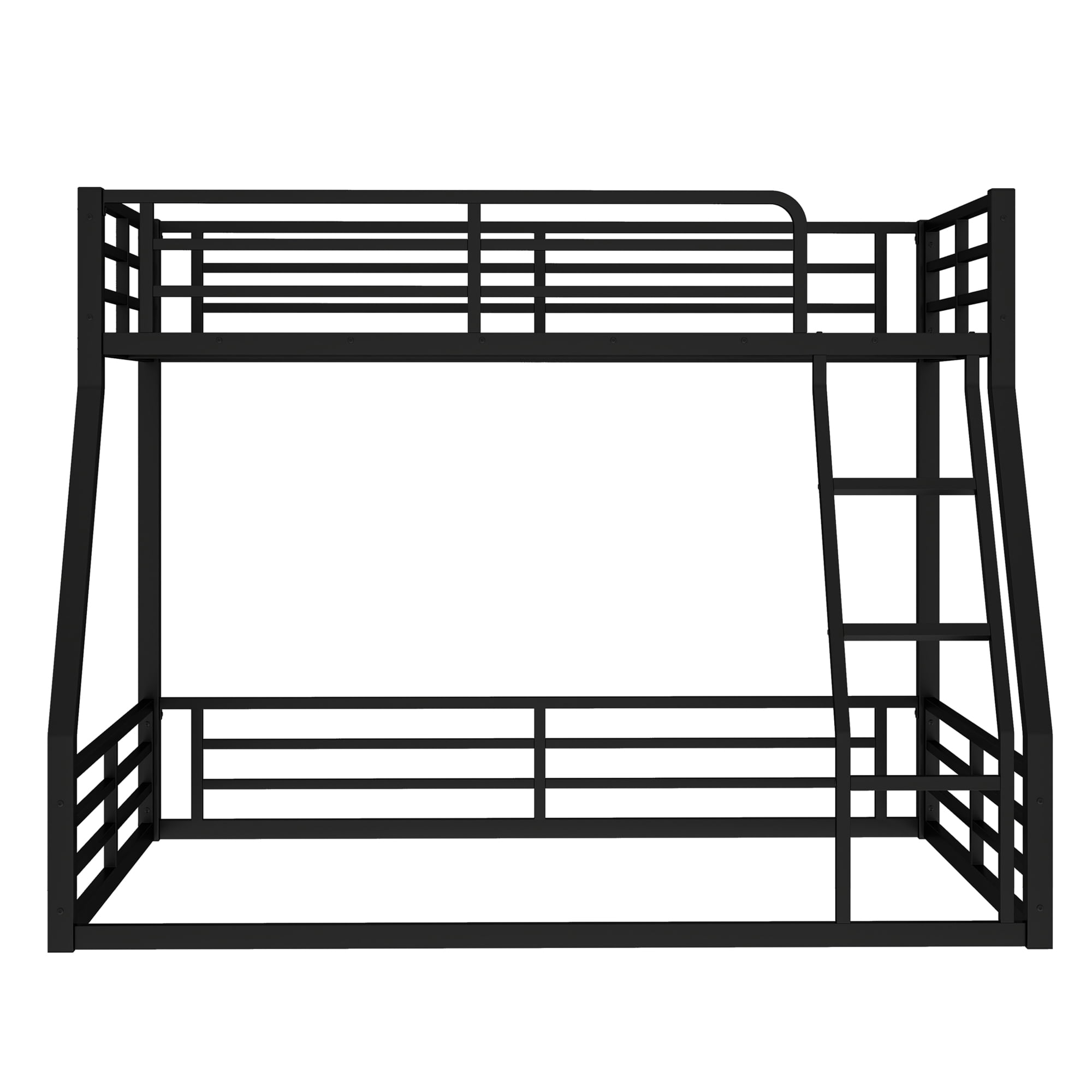 Leumius Metal Bunk Bed,Twin XL over Queen Floor Bunk Bed Frame for Kids/Teens/Adults,Space-Saving/Noise Reduced/No Box Spring Needed,Black