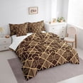 thumbnail image 3 of Homewish Fashion Buffalo Plaid Bedding Comforter Set 7pcs, Brown Gold Abstract Queen Bedding Sets, Teens Adult Men Women Reversible Queen Sheet Sets, Breathable Home Decor, 3 of 7
