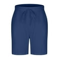 thumbnail image 5 of Ofertas del Prime DDAPJ pyju Mens Cotton Linen Shorts Drawstring Elastic Waist Summer Beach Shorts Baggy Comfy Lounge Shorts with Pockets Navy S, 5 of 9
