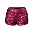 thumbnail image 4 of Women's Stretchy Waist Sequin Shorts Sparkly Casual Dressy Shorts for Concert Party Holiday Celebration Hot Pink XL, 4 of 4