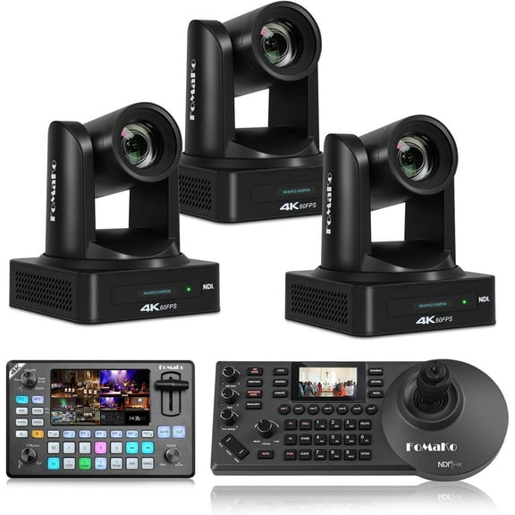 FoMaKo 4K 60FPS NDI 20x Camera Bumdle(K800NX3 KC602 KC608 Pro)