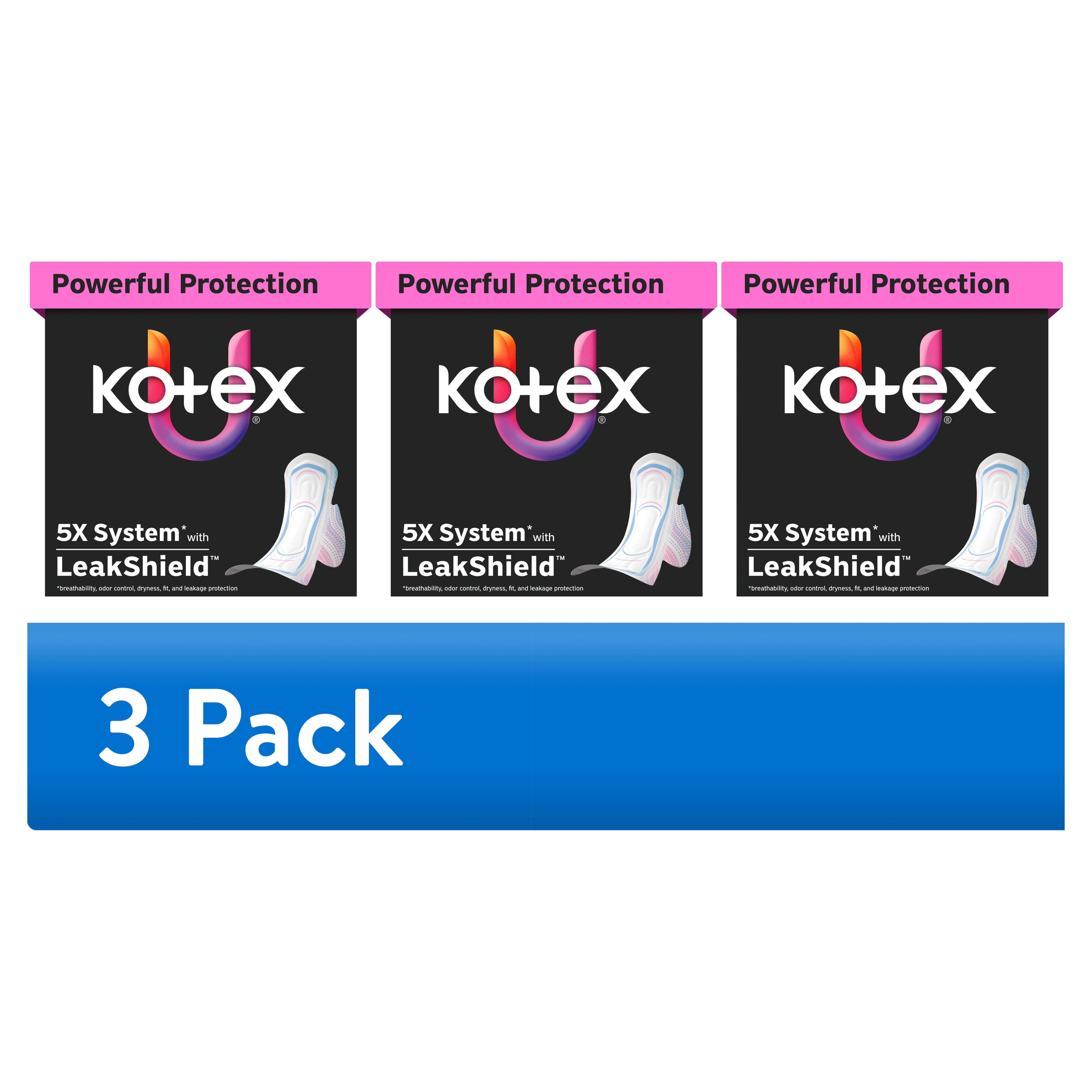 (3 pack) Kotex Ultra Thin Period Pads with Wings, Heavy Absorbency, 46 Count