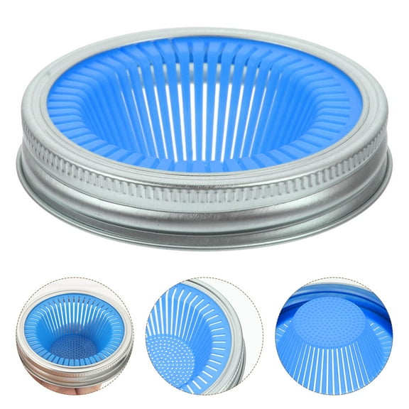 Masteelf 2 Pcs Jar Lids Microgreens Growing Kit Straw Wide Mouth Filter Jars Blue