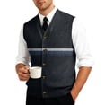 thumbnail image 3 of Men's Casual Sleeveless Knit Vest with Button Closure, V-Neck Lightweight Waistcoat, Ideal for Office Attire and Everyday Comfort Navy 5XL, 3 of 3