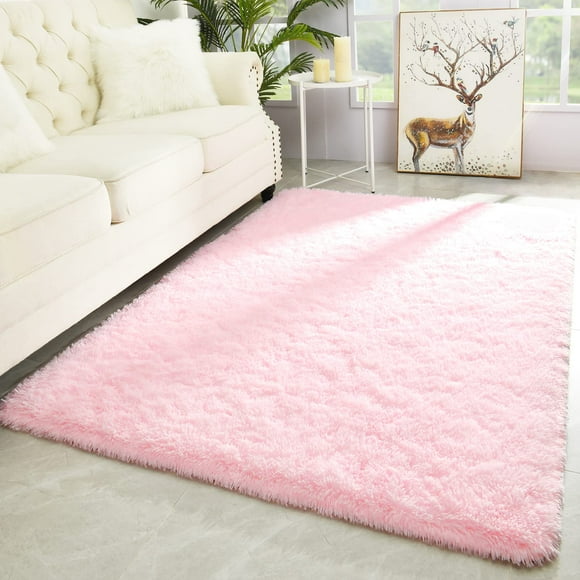 Alfombra Merelax, moderna, suave y esponjosa, peluda, 120 x 180 cm, rosa