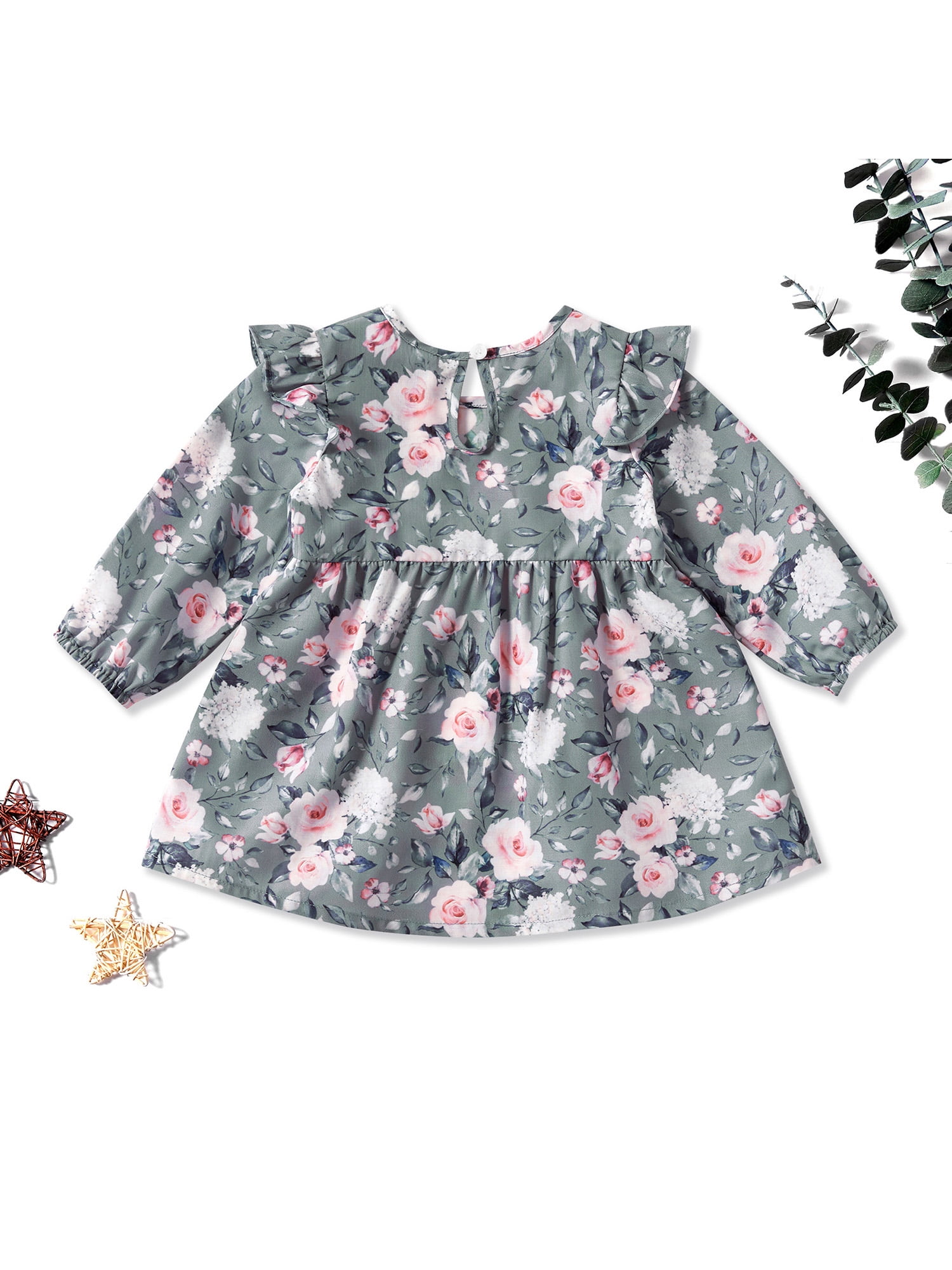 PatPat - Baby Girl Floral Print Long-sleeve Dress - Walmart.com