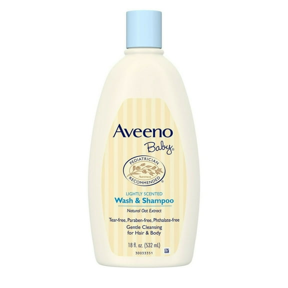 AVEENO Baby Wash & Shampoo, Lightly Scented, 18 oz (Pack of 2)