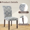 thumbnail image 5 of Mid-Century Fabric Dining Chairs Set of 6 with Nailhead Detail and Wooden Legs, Upholstered Side Chairs for Kitchen and Dining Room – Blue/White Flower, 5 of 6