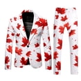 thumbnail image 4 of Men's 3-Piece Suit Set, Slim Fit Dress Tuxedo with Maple Leaf Floral Print, Lightweight Blazer Vest Pants for Wedding Party Vacation, Year Round Comfortable Attire, 4 of 6