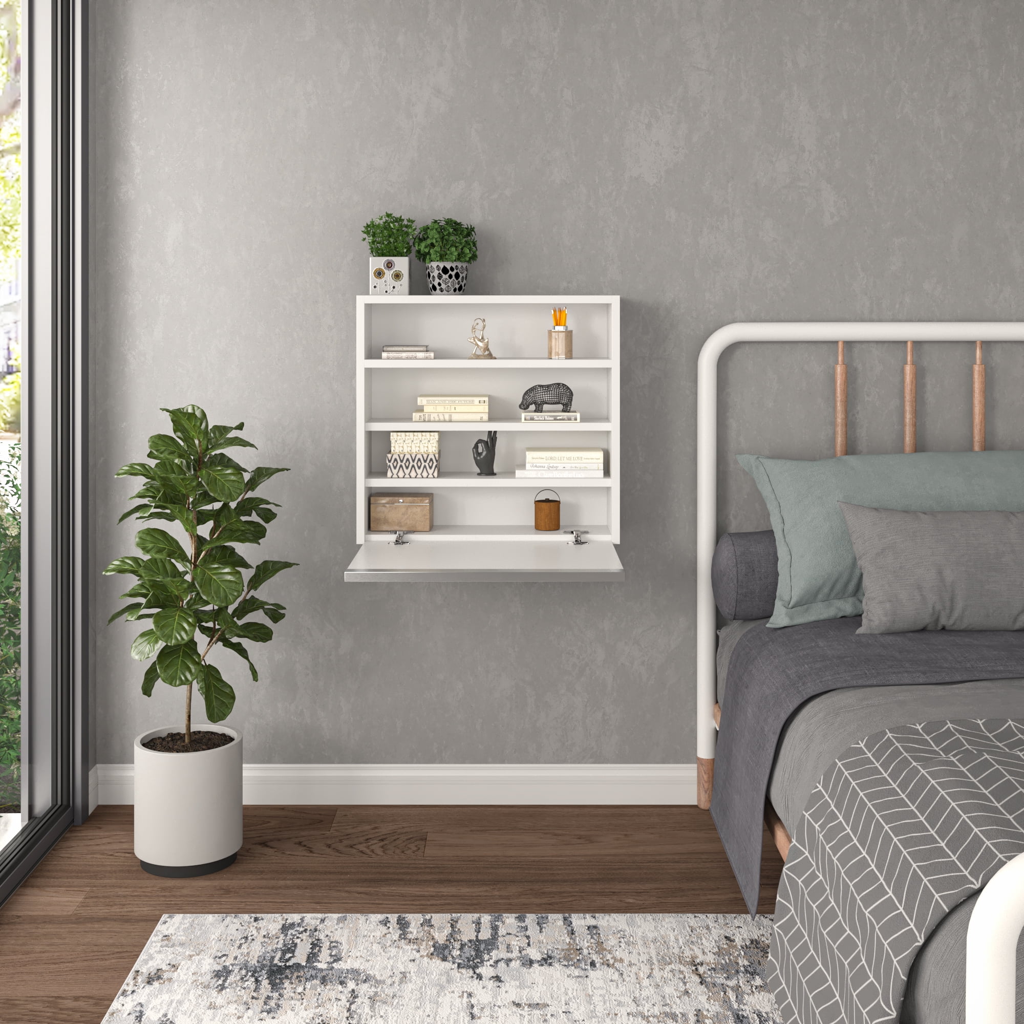 Wall-Mounted Foldable 4 Tier White Vilas Modern Desk