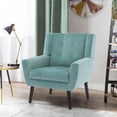 thumbnail image 3 of Glavbiku Modern Armchair Velvet Upholstered Accent Chair with Black Leg for Indoor,Mint Green,Adult, 3 of 12