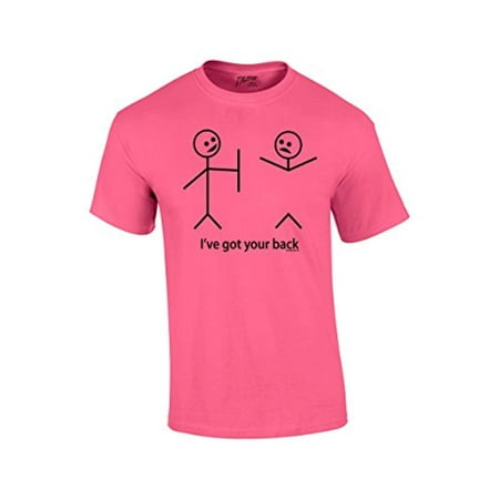 Funny T-Shirt Stick Figures I Got Your Back-XXXL Neon (Best Tie For Lilac Shirt)