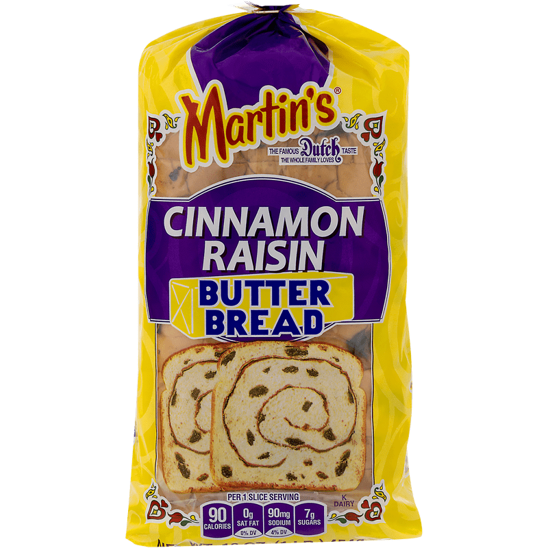 Martin's Cinnamon Raisin Swirl Butter Bread Four 16 oz. Loaves