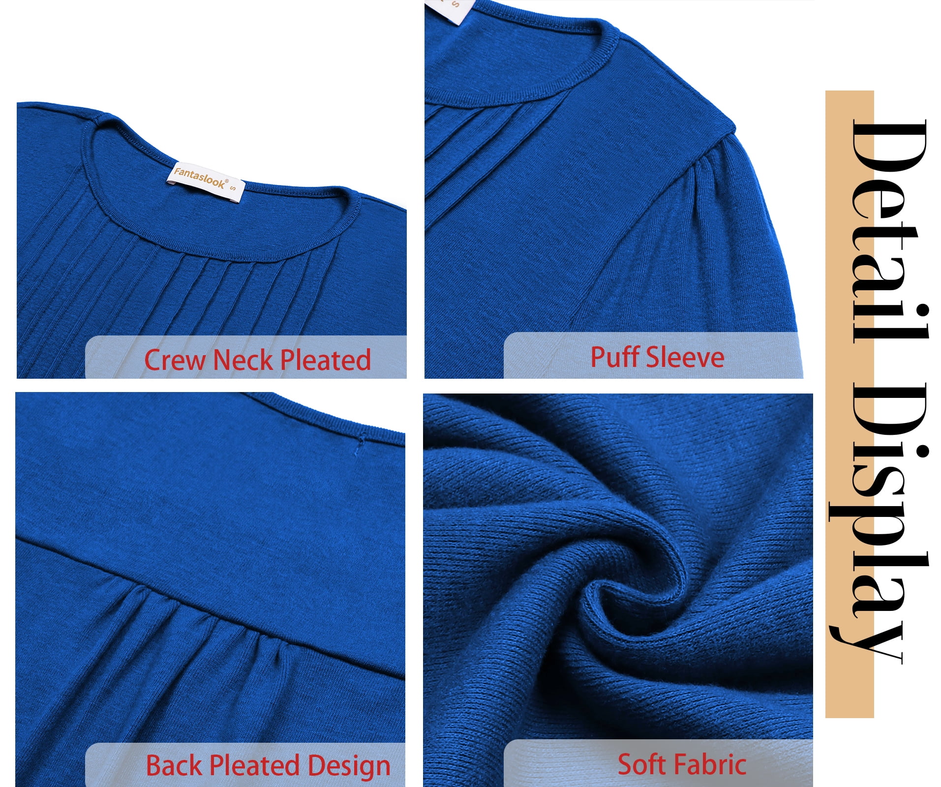 Fantaslook Pleated Blouses for Women Dressy Casual Long Sleeve Shirts Fall Tunic Tops