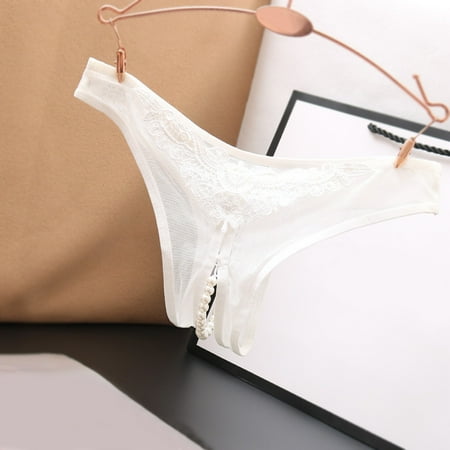 Women Sexy Underwear Lace Open Cut Pearl Massage Hollow Low Waist Triangle G String Pants Panties for Women Pack Sexy