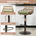 thumbnail image 6 of Homefun Rattan Bar Stools Set of 2 Adjustable Height 360 Swivel Low Back Stools with Footrest Breathable Linen Cushions, 6 of 7
