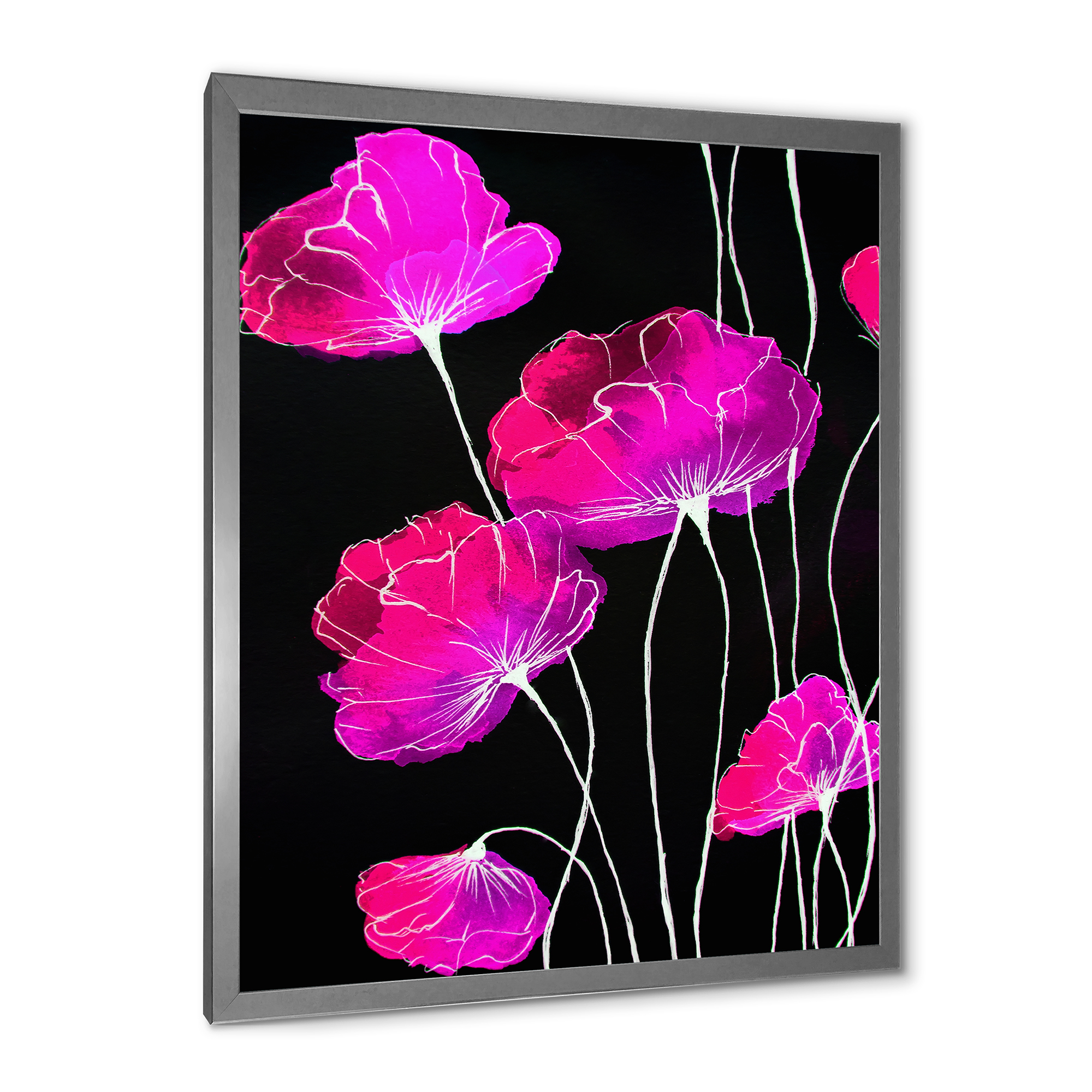 Designart 'Abstract Red Flower Detail On Black Background I' Traditional Framed Art Print