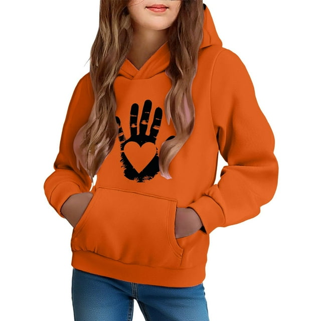 YUNAFFT Chandail à Capuche Garçons & Filles Confortable Automne Hiver Orange Décontracté Sportif