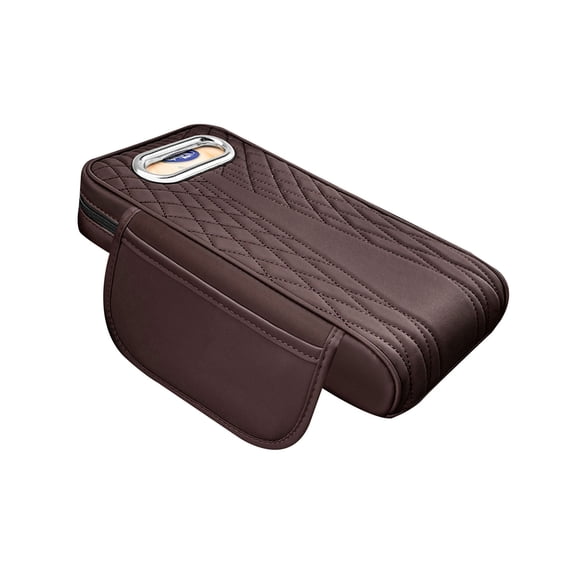 Automotive Center Console Boosters Cushions with Cup Holder & Side Pockets Leather Car Armrest Cushions for Phones & Cards