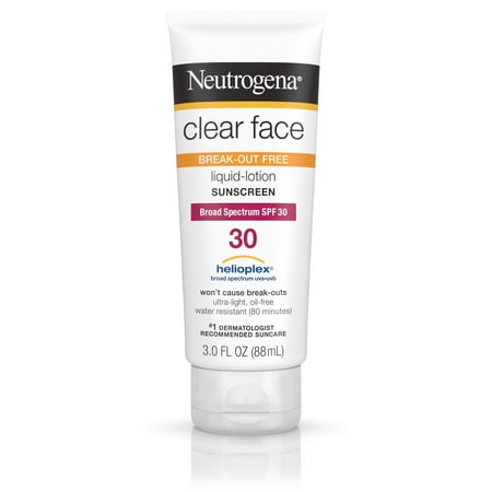 Liquid Sunscreen - Neutrogena Clear Face Liquid Lotion Sunscreen with SPF 30, 3 fl. oz