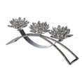 thumbnail image 1 of Contemporary Lotus Shaped Glass Candle Holder with Metal Base, Silver, 1 of 1