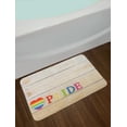 thumbnail image 2 of Pride Bath Mat, Colorful Striped Heart Sign Love Passion Gay Lesbian Pride Theme with Wood Background, Non-Slip Plush Mat Bathroom Kitchen Laundry Room Decor, 29.5 X 17.5 Inches, Multicolor, Ambesonne, 2 of 2