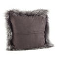 thumbnail image 2 of Charcoal Color Genuine Mongolian Real Lamb Fur Decorative Throw Pillow - Polyester Filled, 20" Square, 2 of 2