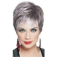 thumbnail image 5 of LHWEN Fashion Ladies Wig Silver Gray Short Straight Hair High Temperature Silk Headgear Wig Beauty Salon Straight Hair Fun Lace Wavy Curls Braided Hair Synthetic Hair bohon Perfect, 5 of 7