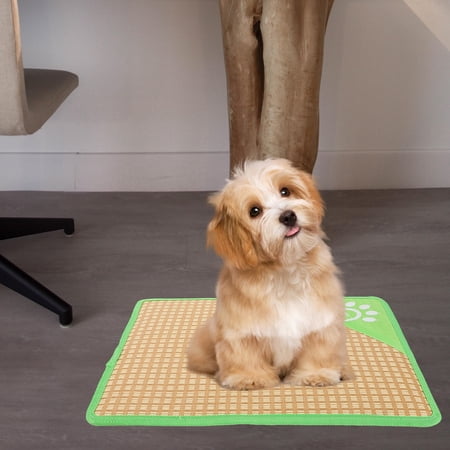 HONMEET Portable Dog Cooling Bed with Sturdy Sponge and Straw Material Comfortable for Pets