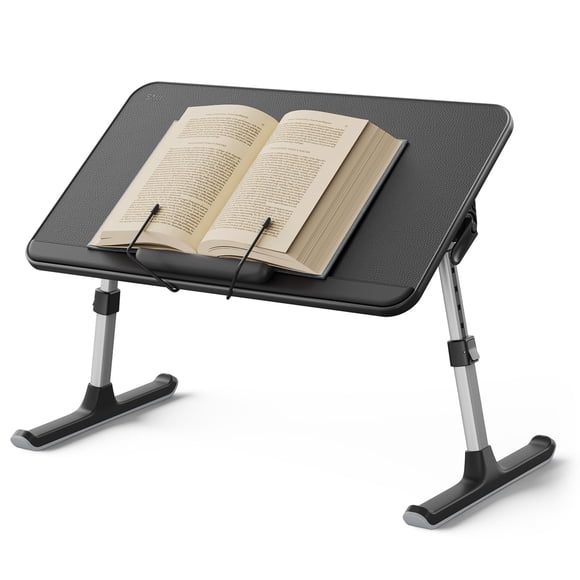 SAIJI Support de Livre pour Lecture Mains Libres avec Pinces à Papier dans le Lit, Bureau pour Ordinateur Portable, Plateau de Bureau Portable Léger pour Écrire Manger Petit-Déjeuner