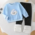 thumbnail image 2 of newwalpole Girls 2 Piece Outfits Long Sleeve Sweatshirts and Patchwork Legging Pants Casual Clothing Sets Sky Blue for Size 5 Years, 2 of 7