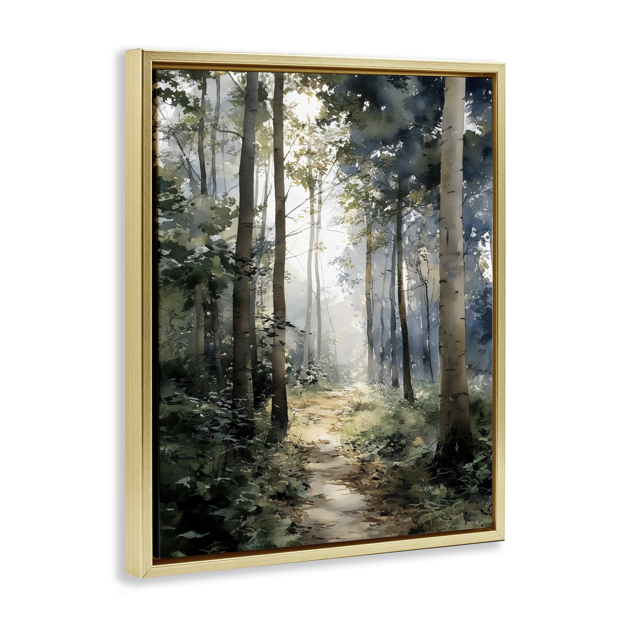Stupell Industries Forest Path in Morning Gold Framed Floater Canvas Wall Art, design by Franklyn Gregory