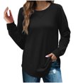 thumbnail image 2 of Aloohaidyvio Sweatshirts for Women,Womens Long Sleeve Solid Color Sweatshirt Casual Oversized Knitted Crewneck Pullover Shirts, 2 of 6