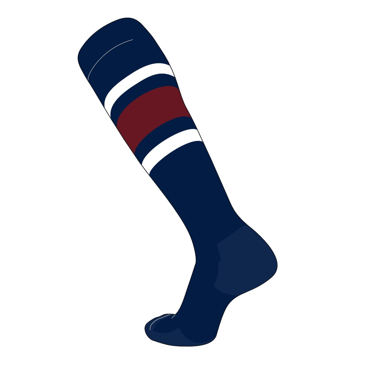 TCK Elite Baseball Football Knee High Striped Socks (E) Navy, White