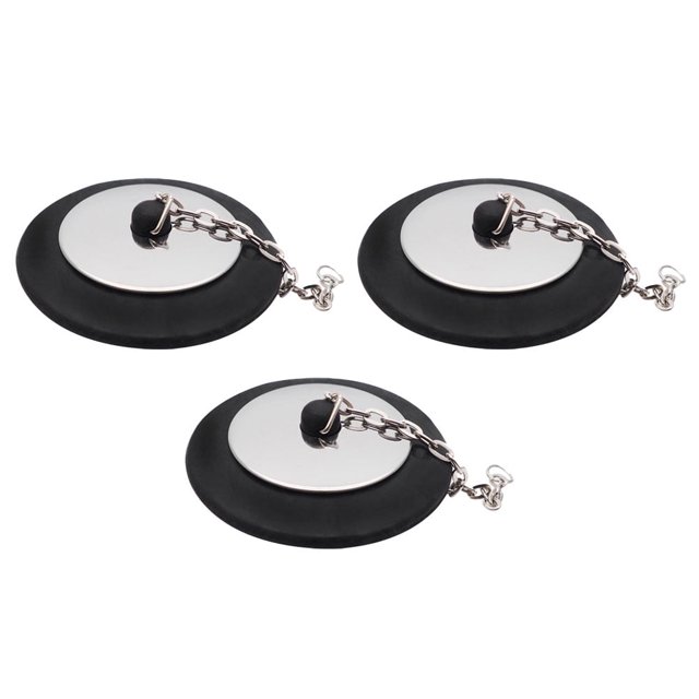 3 tapones para desagüe de suelo, desagüe de agua, lavabo, bañera, baño, con cadena de cuentas de goma