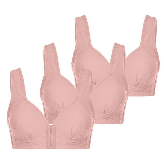 JSKUMAR 3 Pack Women Buttons Front Closure Bras Seamless Comfort Wirefree Bra Everday Soft Cup Bras 3PCs Plus Size Underwear