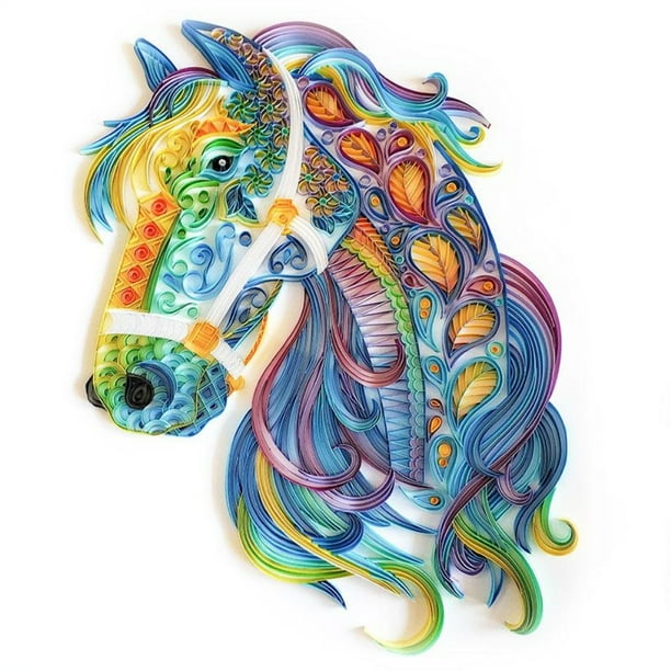 Pintura De Filigrana De Papel De Caballo De 20 Pulgadas, Decoración De Pared Artesanal Diy Hecha A Mano, Decoración Del Hogar Eigraketly HA037817-00