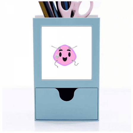 Purple Protective Head Happy Desk Supplies Organizer Pen Holder Card