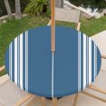 thumbnail image 6 of Round Outdoor Tablecloth with Umbrella Hole and Zipper, Blue Striped Fitted Table Cover with Elastic Edge for 55-60 Inch, Farmhouse Blue White Stripes Aesthetics Waterproof Patio Tablecoths, 6 of 9