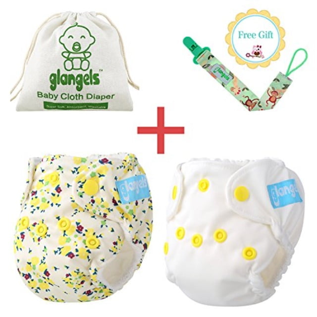 White+Flower Premium Organic Bamboo Reusable Cloth Diapers for Newborn &Preemiee All in One & Adjustable-Bonus Pacifier Clip-Perfect Baby Shower Gift