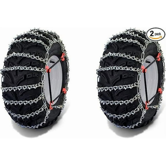 OakTen Set of 2 Tire Chains with Tensioners for ATV UTV, 2-Link spacing, for Tire Size 22x10x8