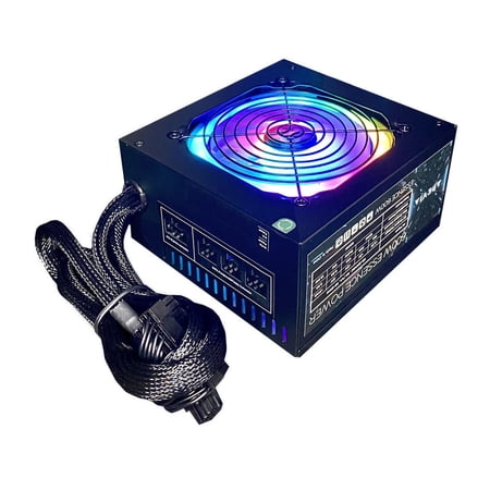 Apevia ATX-ES700-RGB Essence 700W ATX Semi-Modular Gaming Power Supply with Auto-Thermally Controlled 120mm RGB Fan, 115/230V Switch, All Protections