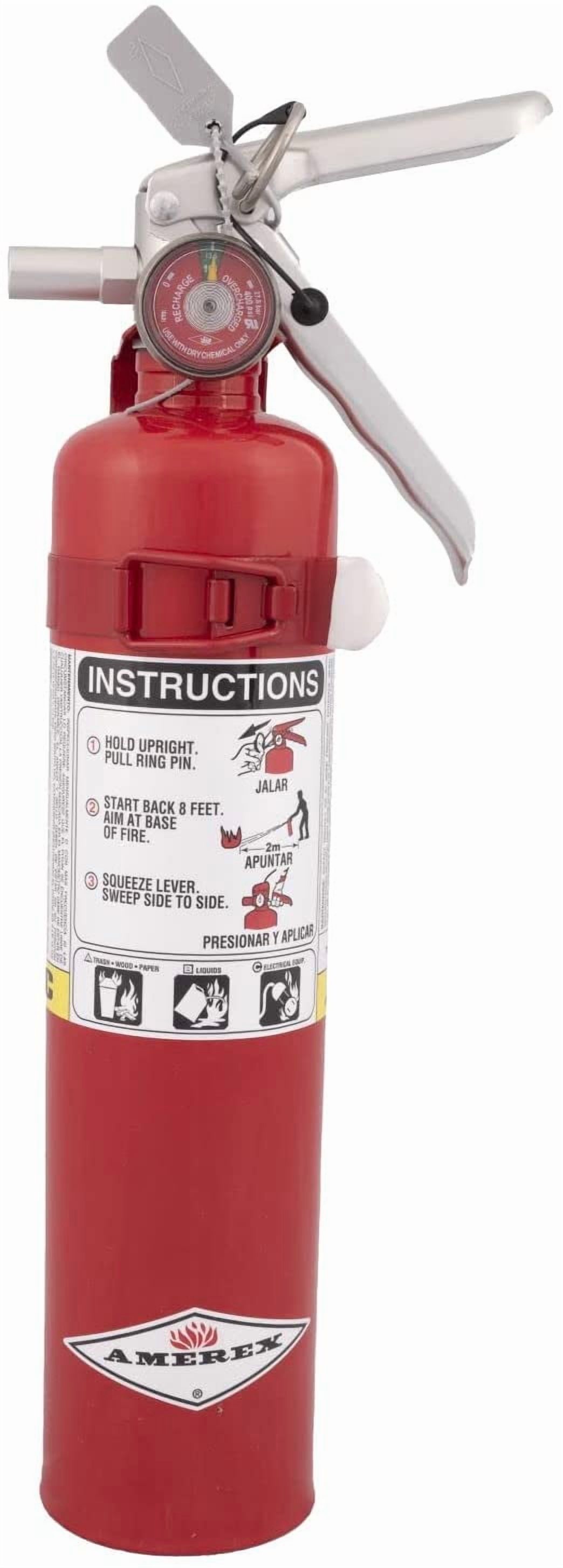 Amerex?? 2.5 Pound Stored Pressure ABC Dry Chemical 1A:10B:C Multi-Purpose Fire Extinguisher For Class A, B And C Fires With Anodized Aluminum Valve, Vehicle Bracket And Nozzle.
