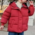 thumbnail image 4 of QUYUON Baby Denim Jacket Deals Long Sleeve Puffer Jacket Toddler Baby Boys Girls Winter Thick Down Cotton Padded Jacket Hooded Zipper Jacket Coat Red 2T-3T, 4 of 6