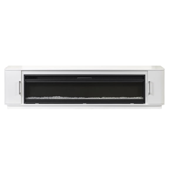 Modern 84" Fireplace Console Entertainment  Fully Assembled White