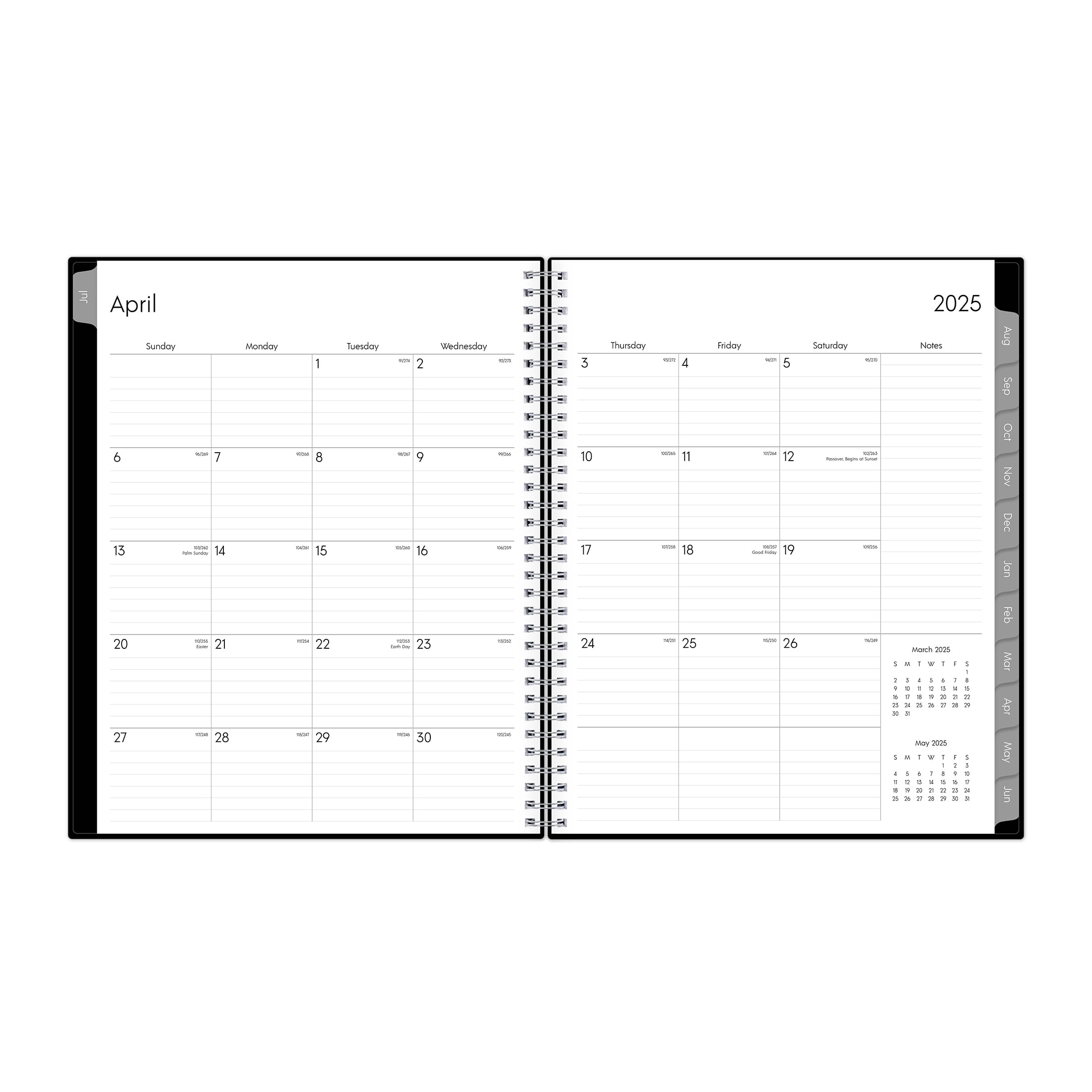 Blue Sky Monthly Weekly Large Planner, 8.5" x 11" Black 15-Month (April 2025 - June 2026)