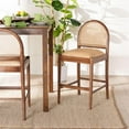 thumbnail image 6 of bali & pari Maryland Modern Bohemian Natural Rattan and Acacia Wood Counter Stool, 6 of 22