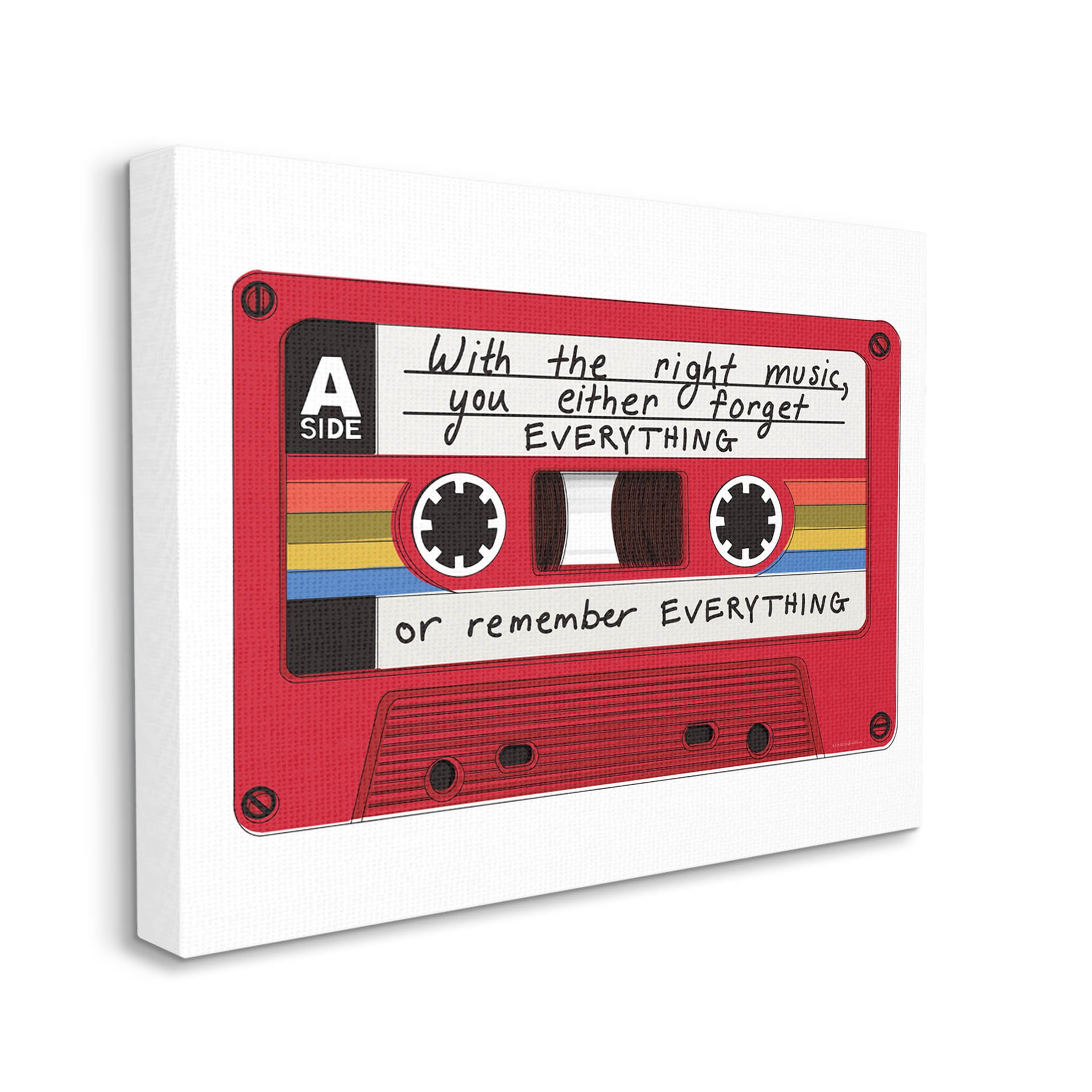 With The Right Music Vintage Cassette Inspirational Graphic Art Gallery Wrapped Canvas Print Wall Art