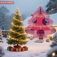 thumbnail image 3 of Stylish Metal Hanging Christmas Tree Wind Spinner - Concentric White Lines with Festive Red & Purple Ornaments for Garden Decor, 3 of 7