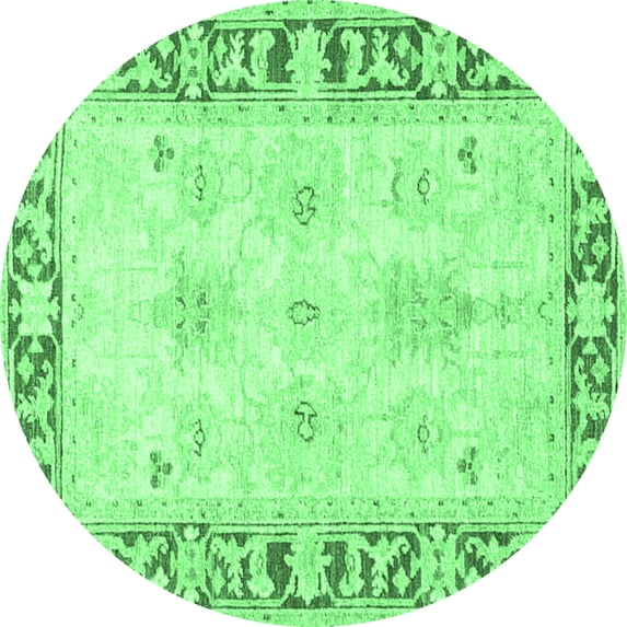 Ahgly Company Indoor Round Persian Emerald Green Traditional Area Rugs, 8' Round